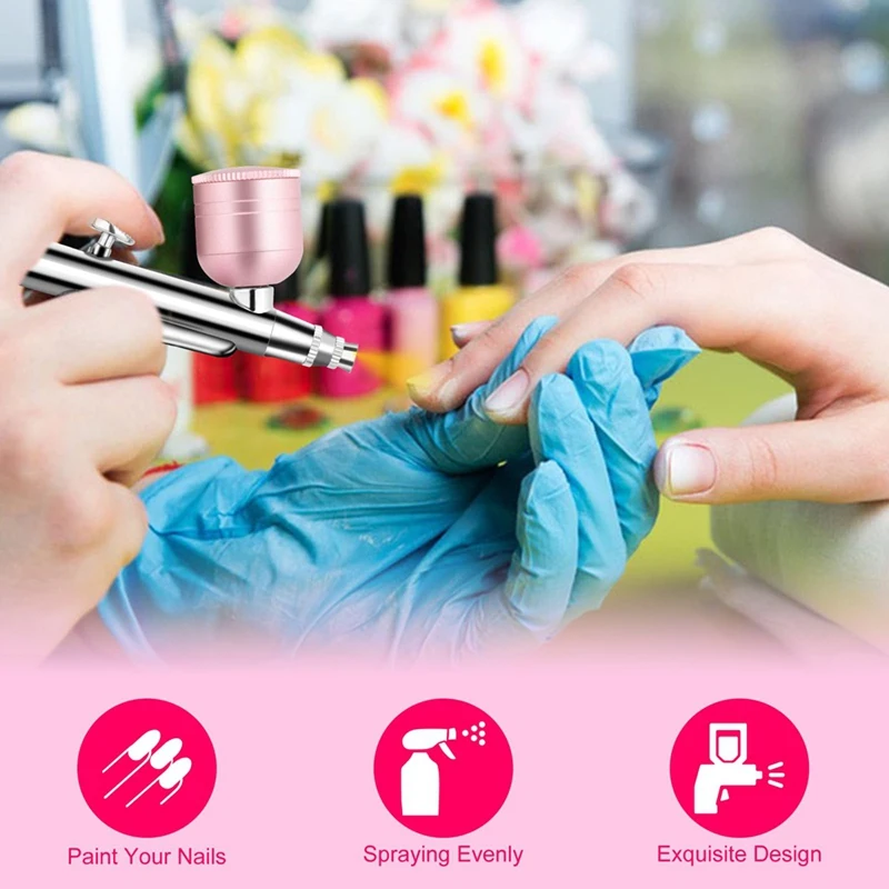 ABRW Cordless Airbrush Kit with Compressor, 0.3mm Nozzle Rechargeable Spray Gun, 3 PSI Settings, for Nail Art Makeup Tattoo Cake