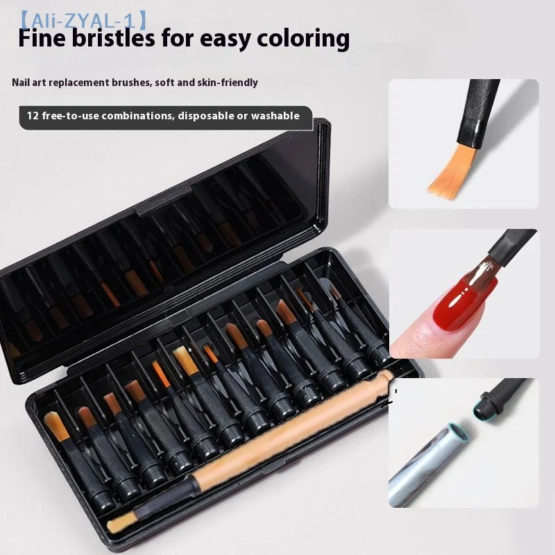 【ZYAL-1】12Pcs/Set Disposable Nail Polish Brush Pen Can Replacement Head Brush Nail Brush Liquid Applicators Phototherapy