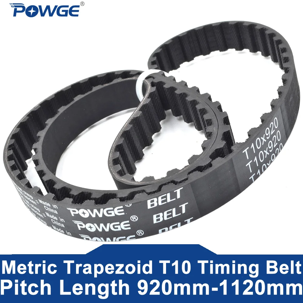 POWGE 2PCS T10 Timing belt Lp=920 930 940 950 960 970 980 990 1000 1010 1020 1040 1050 1060 1080 1100 1110 1120 Width 10-50mm 