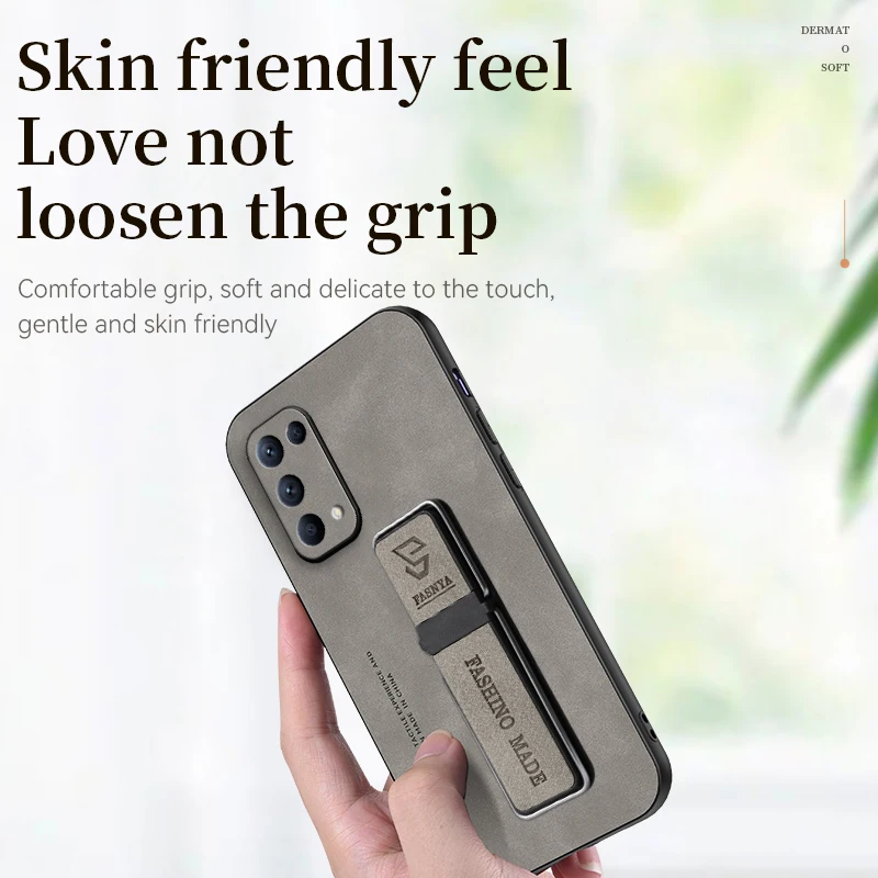 With holder Soft leather Cases For OPPO Reno5 4G 5G 5Pro 5G 5 Lite 5 F 5 Z Soft Bumper TPU Silicone Case Back Coque Cover Cases