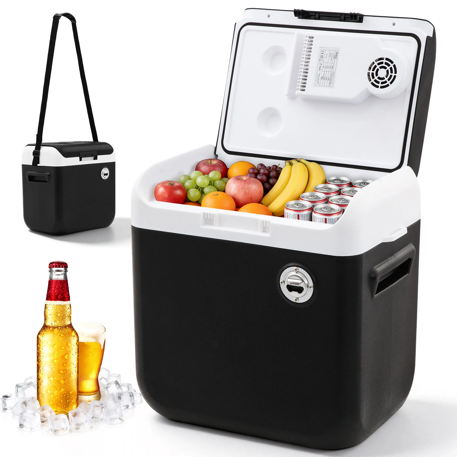 253340L Car Fridge 12V/240V, Portable Electric Cool Box Cooler and Warmer, Low Noise Car Refrigerator for Camping Fishing Travel Home