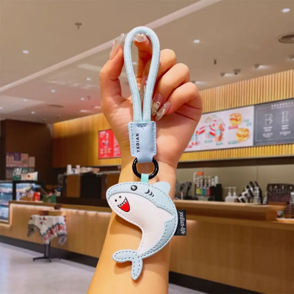 Cute PU Leather Dolphin Keychain Shark Ocean Animal Dolphin Pendant Bag Charms Birthday Gifts Car Keyring Students