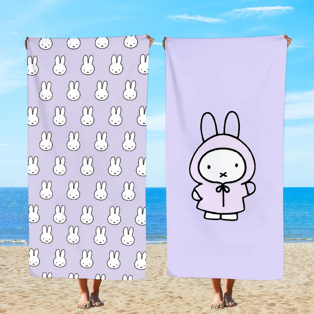 CUTE Purple M-MiffyS Towel Textile Bathrobe Beach Quick-Drying Lightweight Portable Camping Swim Pool Travel