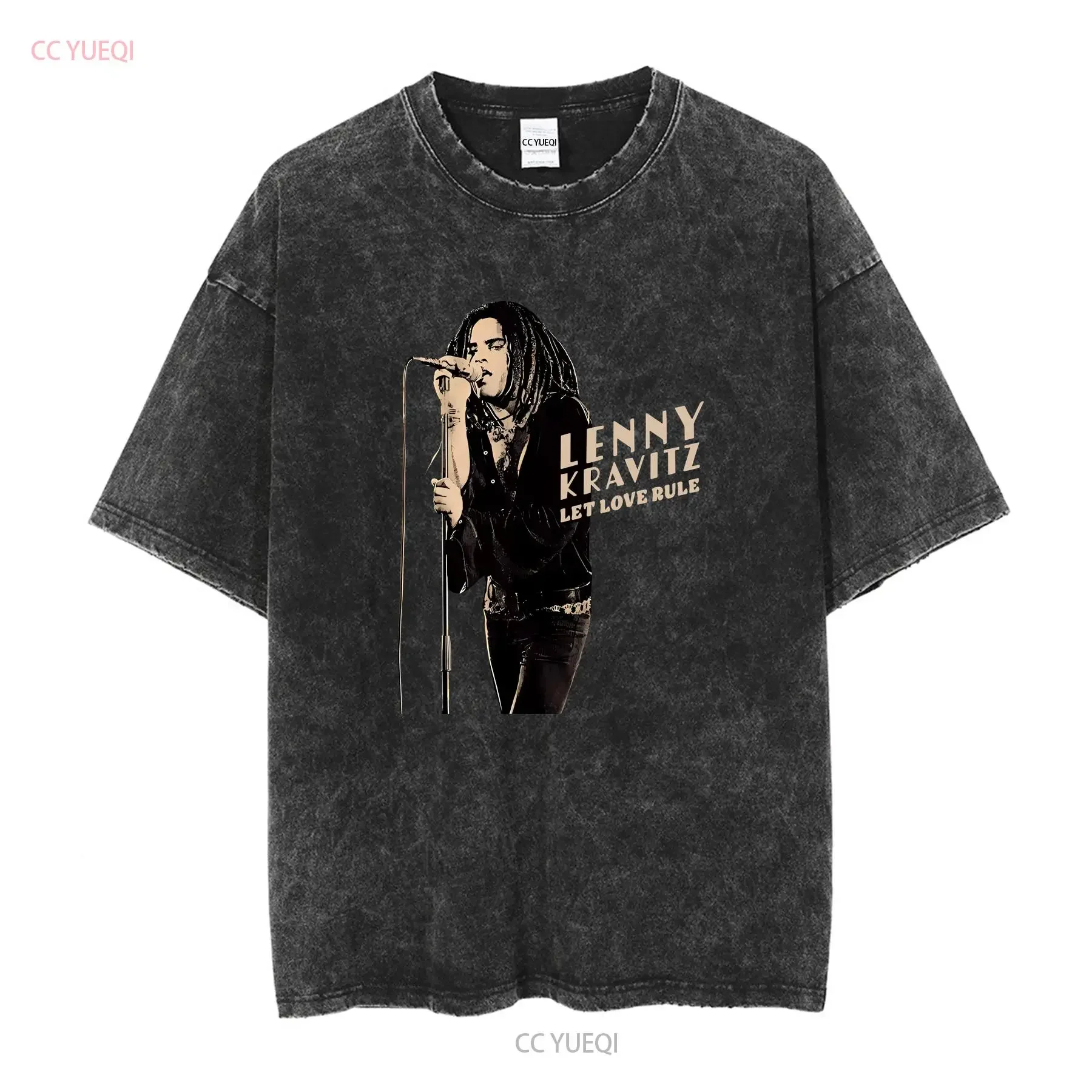 Lenny Kravitz Stark Microphone Officially Licensed Adult T Shirt long or short sleeves vintage Washed Slightly Stylish homme