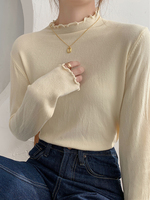 2024 New Women Sweater Autumn Long Sleeve Pullover Basic Top Fashion Ruched Elastic Female Winter Solid Knitted Jumper