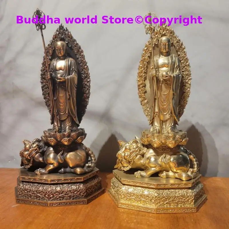 23CM Greatly merciful Buddhism world Ksitigarbha DI ZANG WANG Boutique copper Holy Buddha Buddhist lama monk worship offering