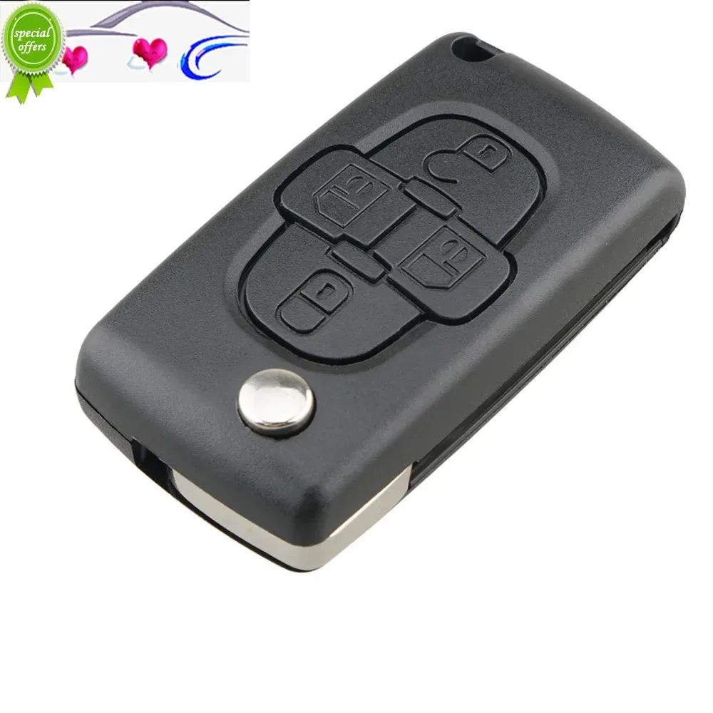 

2023 New 4 Buttons Flip Floding Remote Key Fob Case Shell Fob forPeugeot 1007 forCitroen C8 Uncut Blade With Groove CE0523