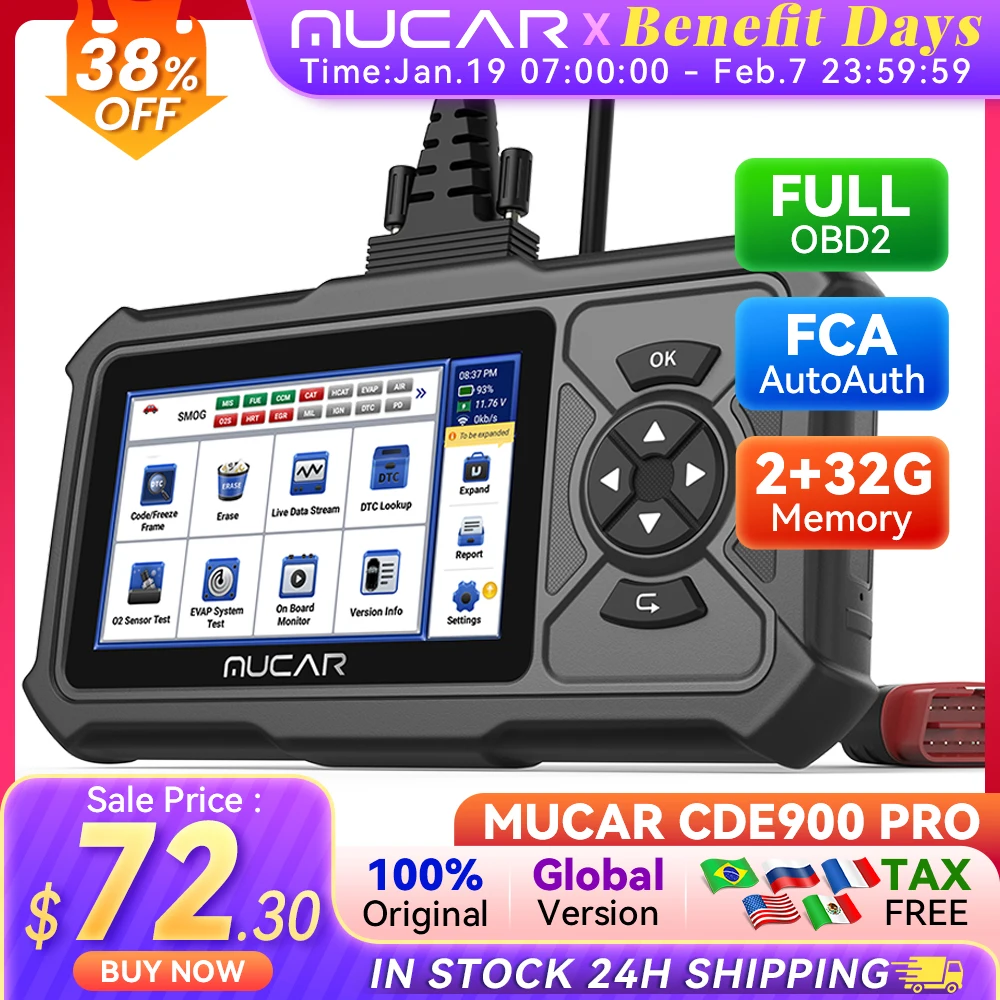 MUCAR CDE900 Pro Obd2 Scanner Auto Car Diagnostic Tools Scanner Automotive OBD Tool Code Reader 28 Reset Full System Diagnosis