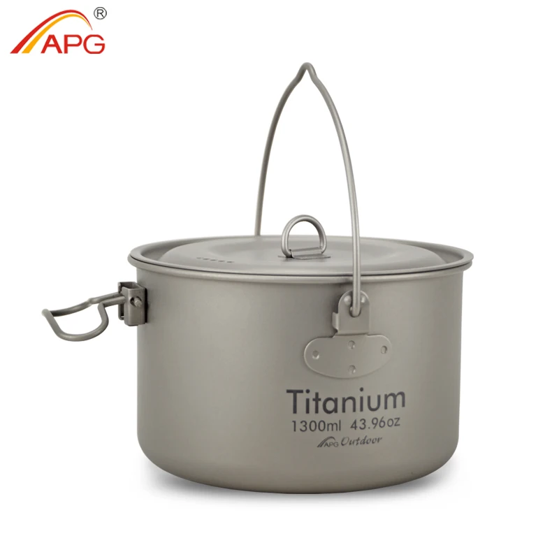 APG 1.3L Titanium Hanging Pot Camping Tableware Cooking Cookware set Ultralight Bowl Tableware