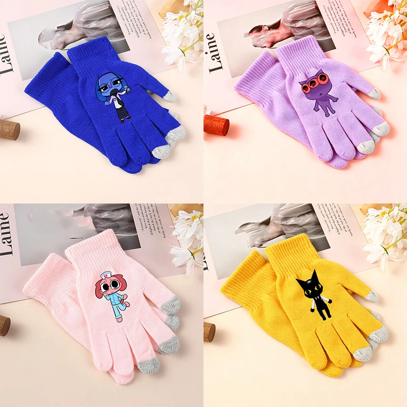 Game Animals Hospitals Knitted Gloves Boys Girls Anime Touchable Screen Glove Kids Winter Warm Mittens Accessory Children Gift