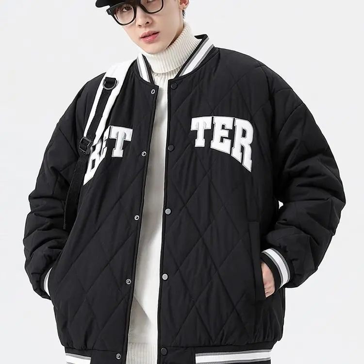معطف شتوي للرجال من Thiened Fce مبطن بالخبز من القطن Jaet Faionable بسيط ياباني Sle للشباب كاجوال مناسب #1