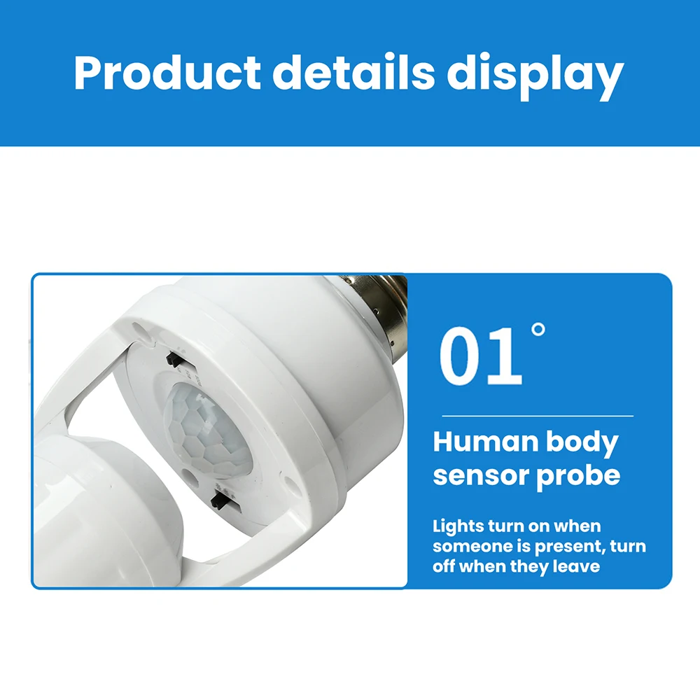 Infrarot-Bewegungsmelder E27-Fassungskonverter AC 100-240V Schraubfassung Kabellose Sensorlampe für die Hausautomatisierung – Detail 9