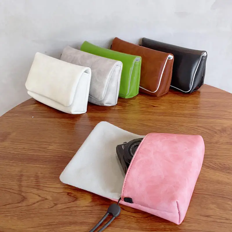 Camera Bag Machine Small Portable Digital Camera PU Leather Cosmetics Bag Home Storage Universal Camera Storage Bag 13*4*9cm