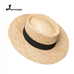 New Fashion sun hat Handmade Natural Raffia Wide Brim Straw Hat For Women Summer Breathable Casual Womens Hats Fashionable