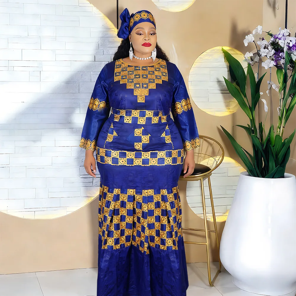 

Elegant African Dresses for Women Traditional Dashiki Embroidery Hijab Boubou Turkey Wedding Party Gown Muslim Kaftan Maxi Dress