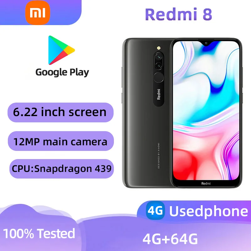 xiaomi redmi 8 Android 4G Unlocked 6.22 inch 4GB RAM 64GB ROM All Colours in Good Condition Original Cell phone