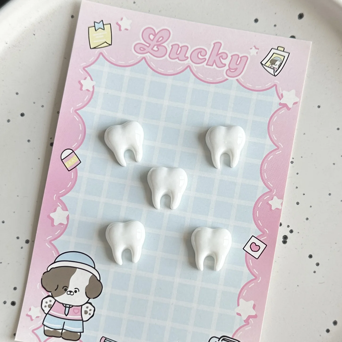 Animal dos desenhos animados Série Dentes Pequenos, Recados de Resina Bonito, Jóias DIY, Presente Crianças, Acessórios Hairpin, C05, Novo, 20 Pcs