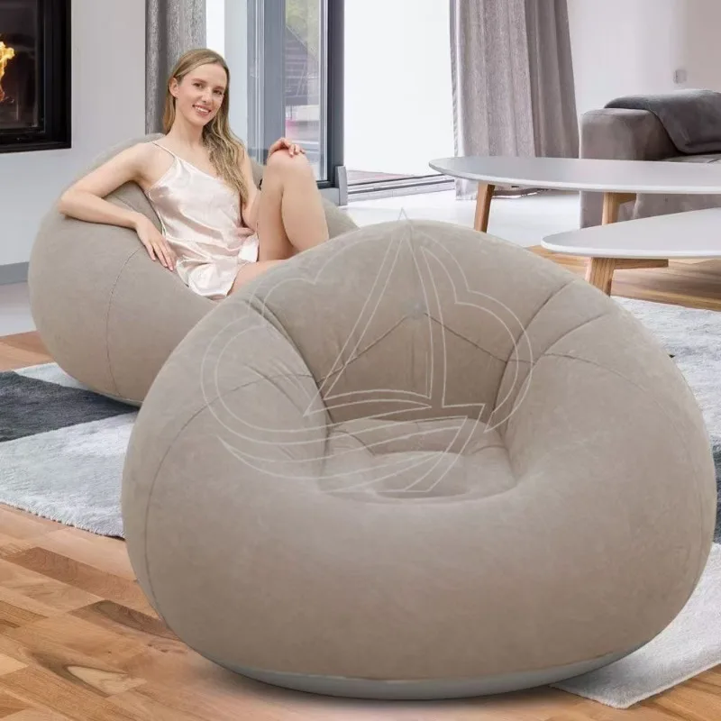 Popular Inflatable Lazy Chair, Foldable Outdoor Leisure Sofa Bed, PVC Flocking Portable Stool
