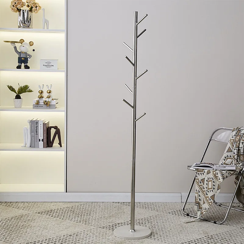 

Stainless steel coat rack simple light luxury bold thickened floor bedroom hanger hanger marble drying rack