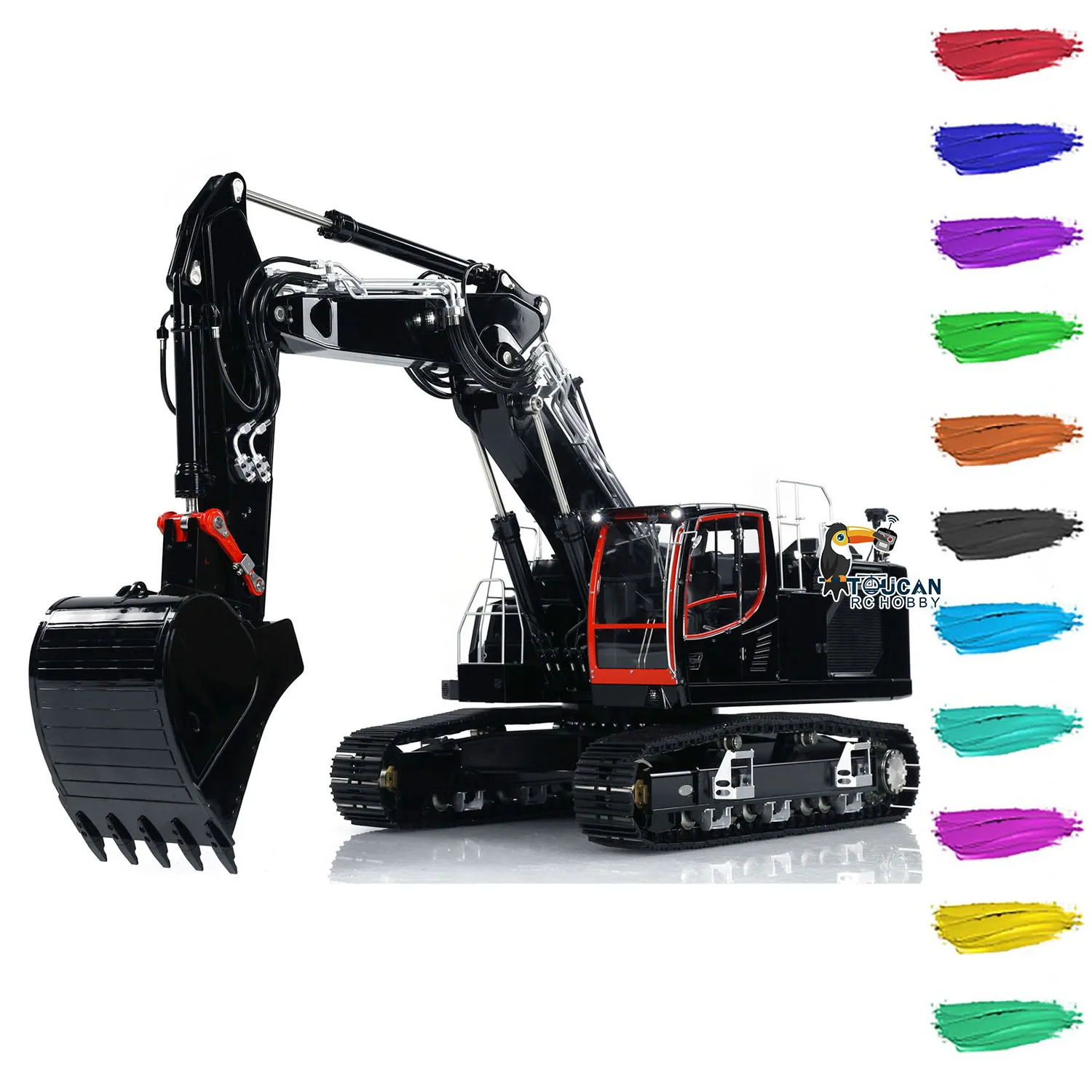 TOUCAN DIY LESU 1/14 LR945 3-Section Arm Metal Hydraulic RC Excavator Radio Control Diggers Light Motor Truck Cars Vehicle