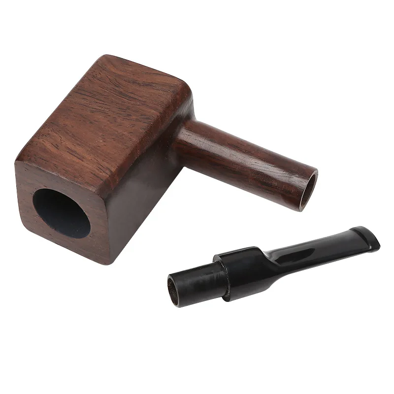 Classic Long Ebony Wood Solid Churchwarden Wooden Bent Smoking Pipe Tobacco Pipe Smoke Tube Fit For 3mm Filters Gift For Father