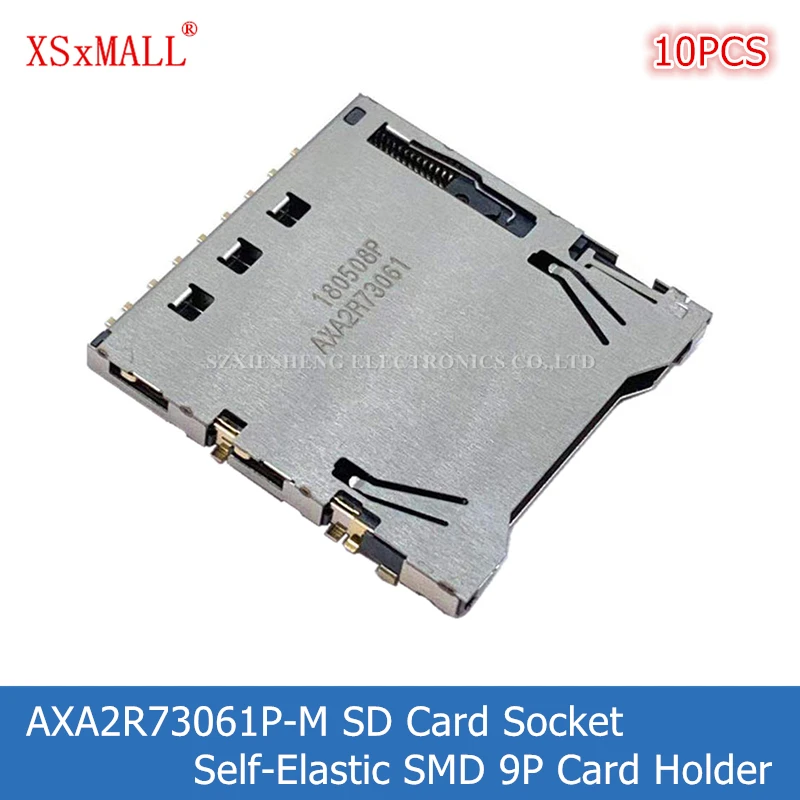 10PCS New Original AXA2R73061 AXA2R73061P-M SD Card Socket Self-Elastic Card Holder SMD 9P Memory Card Socket