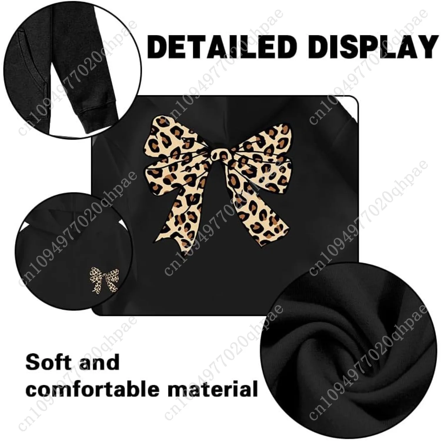 Girl's Bow Leopard Hoodies Cheetah Graphic Long Sleeve Pullover Tops Preppy Cute Sweatshirts Hoodies