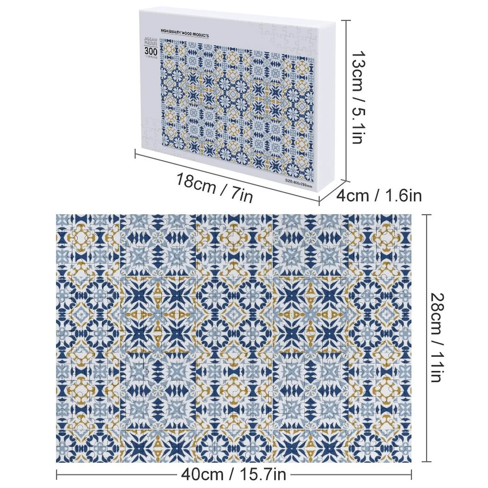 Mixed Portuguese Azulejos Jigsaw Puzzle Customized Toys For Kids Custom Wooden Gift Wooden Adults Game Children Puzzle