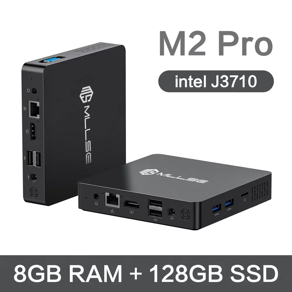 MLLSE M2 Pro Mini PC, Intel J3710 processor, 8GB RAM, 256GB ROM, Wi-Fi 5, BT 4.2, Windows 10 Mini-desktopcomputer - afbeelding 1