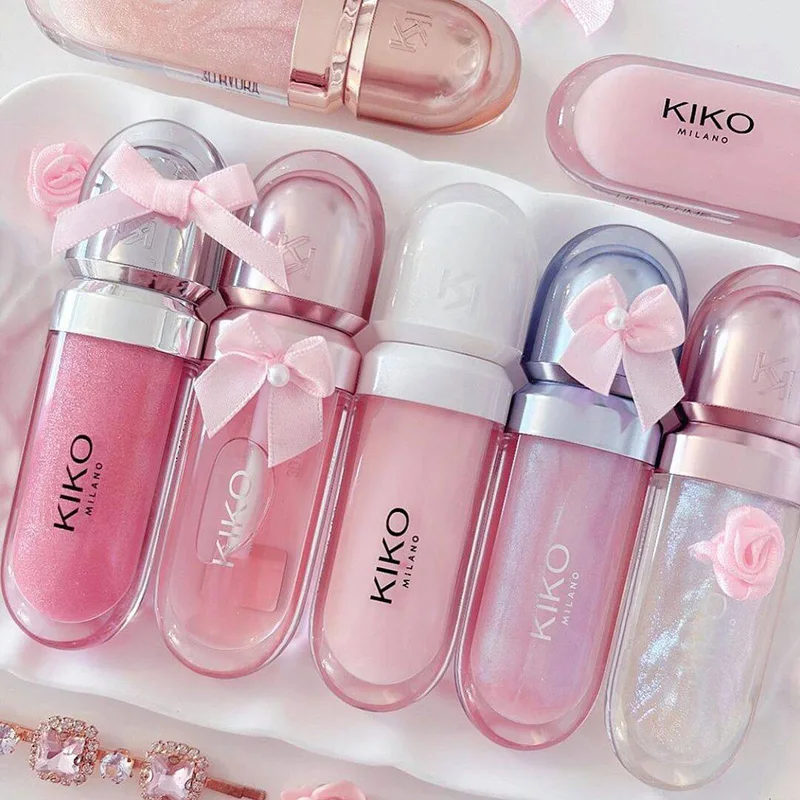Original Kiko 3D Mirror Lip Glaze Waterproof Non Fading and Non Stick Cup Gentle Bean Paste Color Fine Shiny Point Charm Red