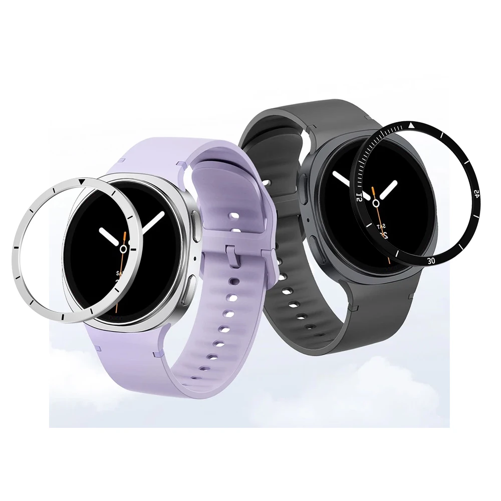 Adecuado para Samsung Galaxy Watch 8, 40mm, 44mm, llanta de Metal con regla de tiempo y velocidad grabada, cubierta, parachoques, accesorios para reloj