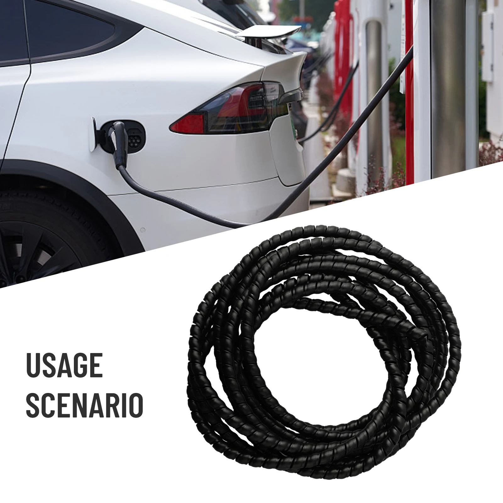 Black Hydraulic Hose Guard / Cable Protection / Spiral Wrap - 1m ID 8-12mm Winding Hose Cable Wire Winding Pipe Spiral Wrapping
