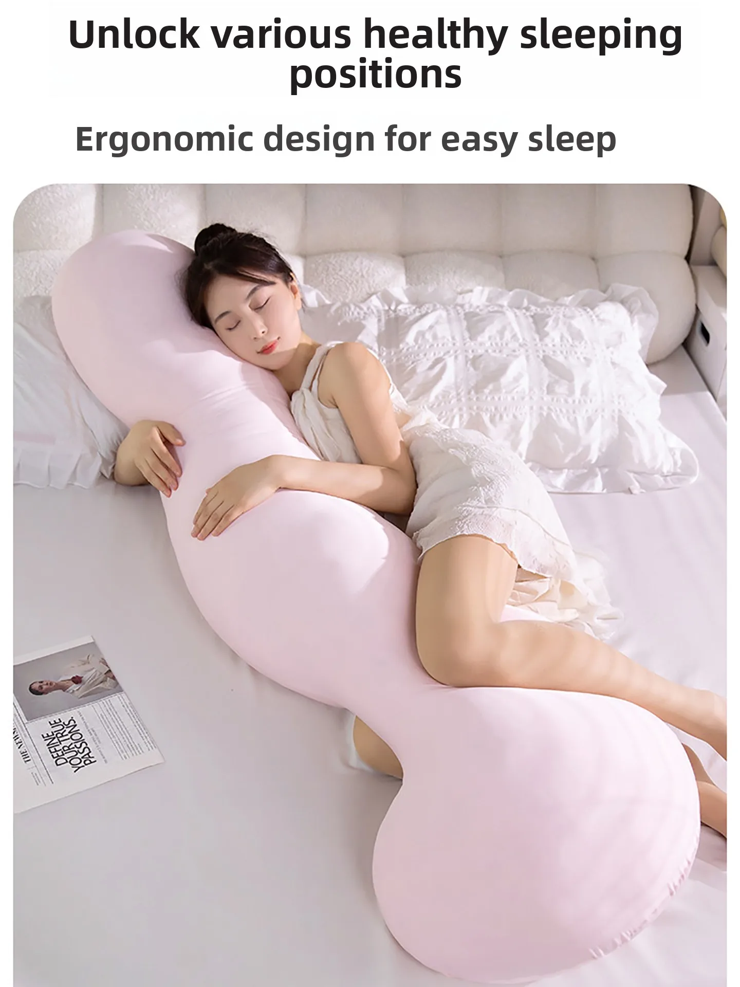 Summer Skin-Friendly Long Pillow for Sleeping Women Pregnant Side-Sleeping Leg Clasping Pillow Students Dormitory Bed Head Pi...