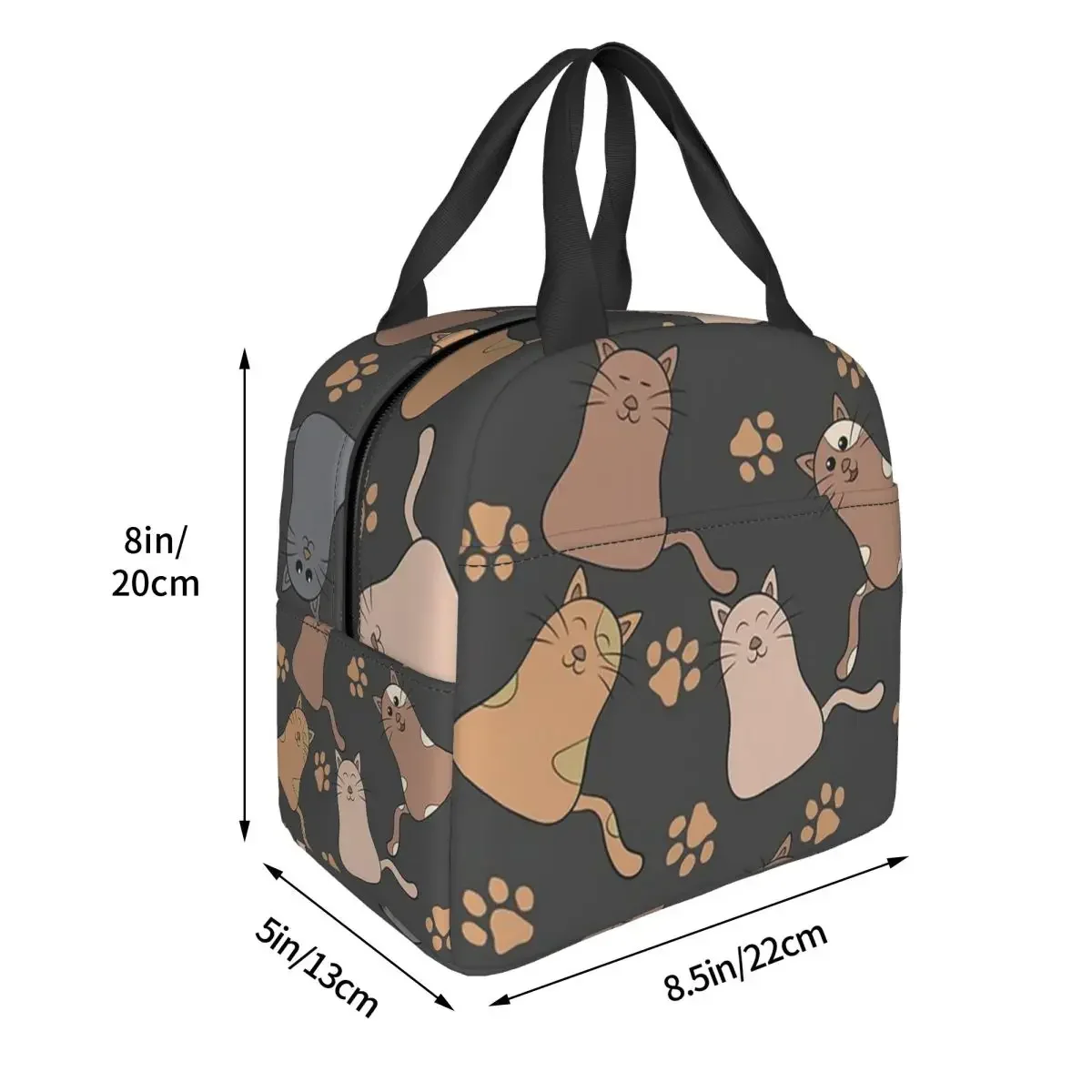 Gray Ginger And Siamese Kittens Cats Lunch Bags Insulated Bento Box Lunch Tote Picnic Bags Thermal Bag for Woman Kids School