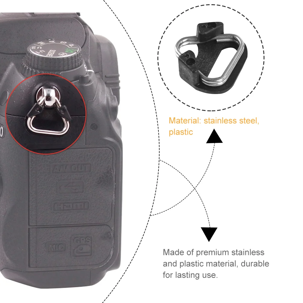 Gancio triangolare per tracolla per fotocamera da 10 pezzi per morsetti per spalla per cintura in vita con clip ad anello diviso per cordino