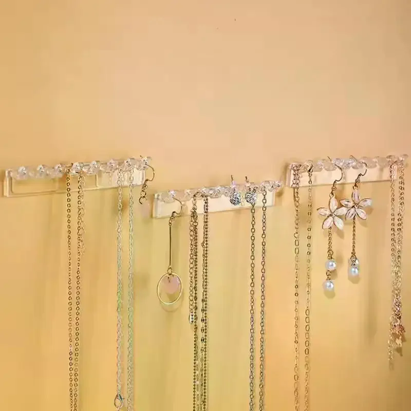 3Pack Necklace Holder, Necklace Organizer Wall Mounted With 8 Hooks, For Hanging Jewelry, Bangles, Bracelets And Rings