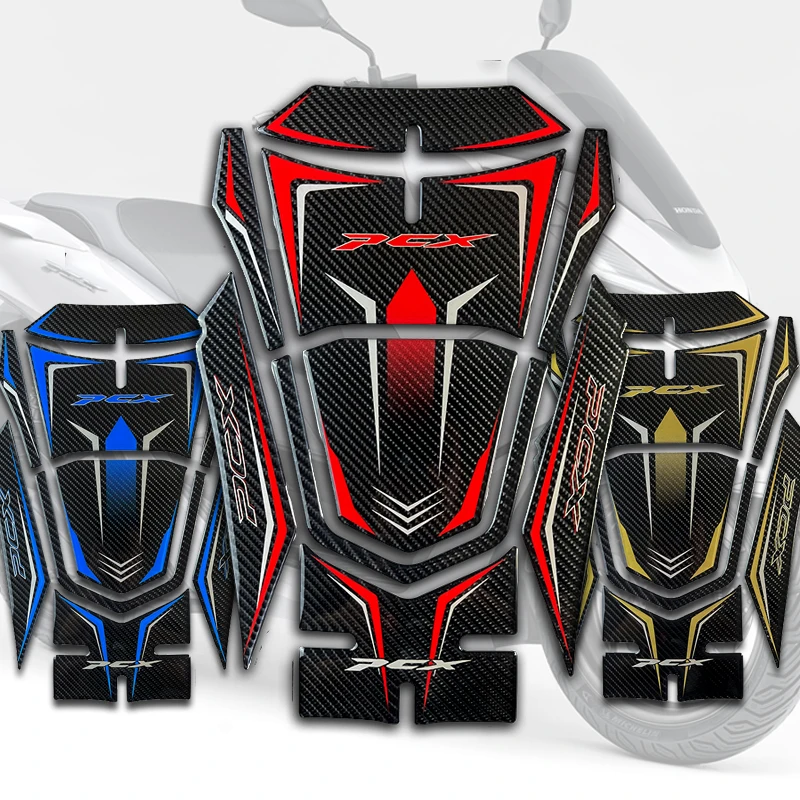 

3D Motorcycle Accessories Carbon Fiber Tank Pad Sticker Decals For HONDA PCX 160 PCX160 2021 to 2024