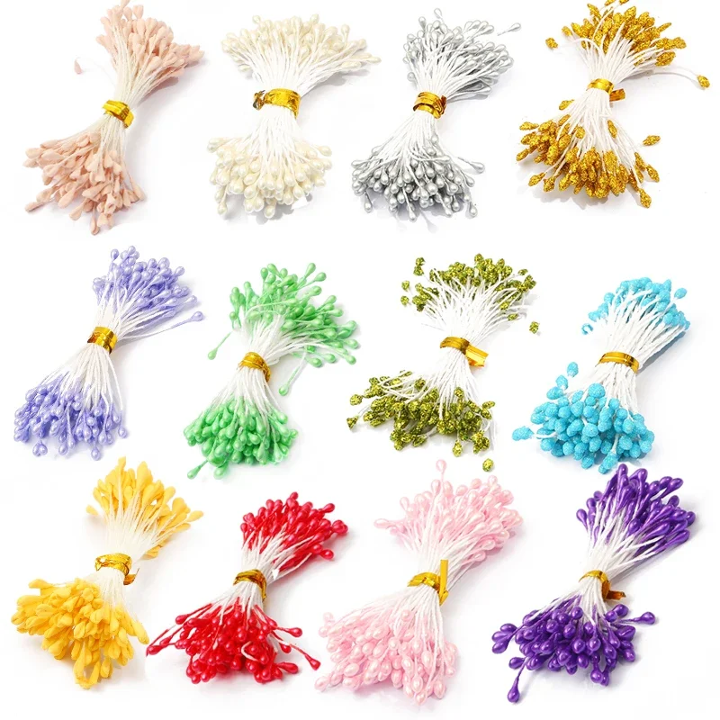 90pcs/lot 3mm mix color Mini Stamen Handmade Artificial Flowers Cherry Stamen Berries Bundle 6cm For Wedding Home Decoration DIY