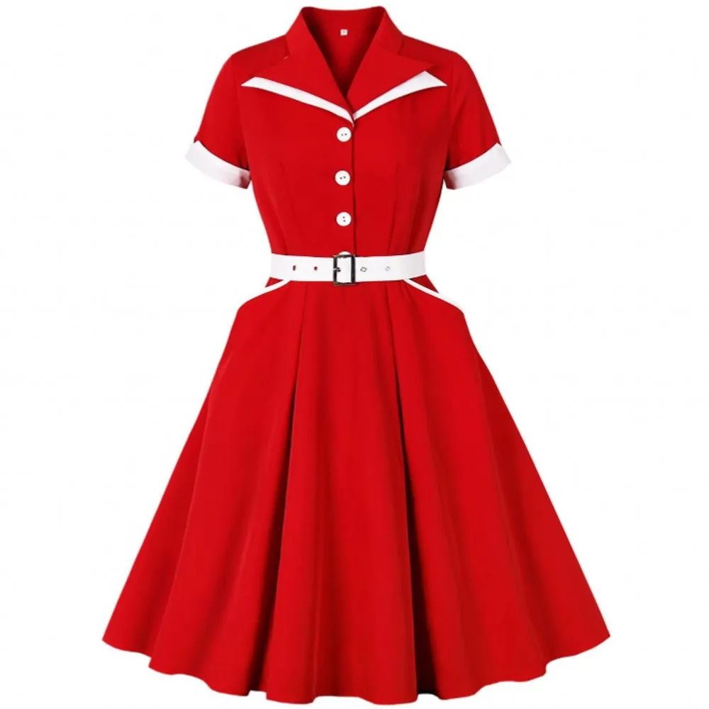 Women Summer Pin Up Casual Party Dress 2025 Short Sleeve Retro Robe 60s 50s Vintage Rockabilly 1960s 1950s Swing Dress Vestidos