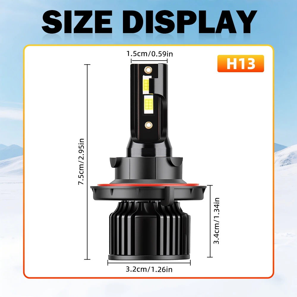 H13 Fern- und Abblendlicht TOP Beste LED-Auto-Lampen Canbus LED-Scheinwerfer CSP 3570 Chips 6000K Autoscheinwerfer Hohe Lumen 30000LM 12V-Lampen – Detail 2