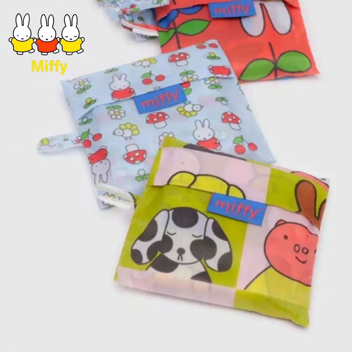 Kawaii Miffy Rabbit Storage Bag Cute Cartoon Print Foldable Portable Large-capacity Lightweight Shopping Bag Eco-friendly Bag