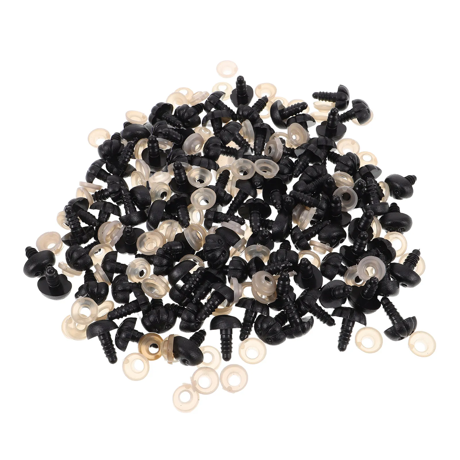 100Sets Plastic Dog Safety Nose Black Craft Nose with Washers Direct Plugin for Crochet Amigurumi Bears Puppets Stuffed Animals
