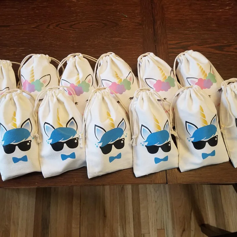 5pcs Unicorn bags Rainbow Magical princess Theme Baby Shower Kid boy girl First 1st 2nd 3rd 4th 5th Birthday Party welcome gift