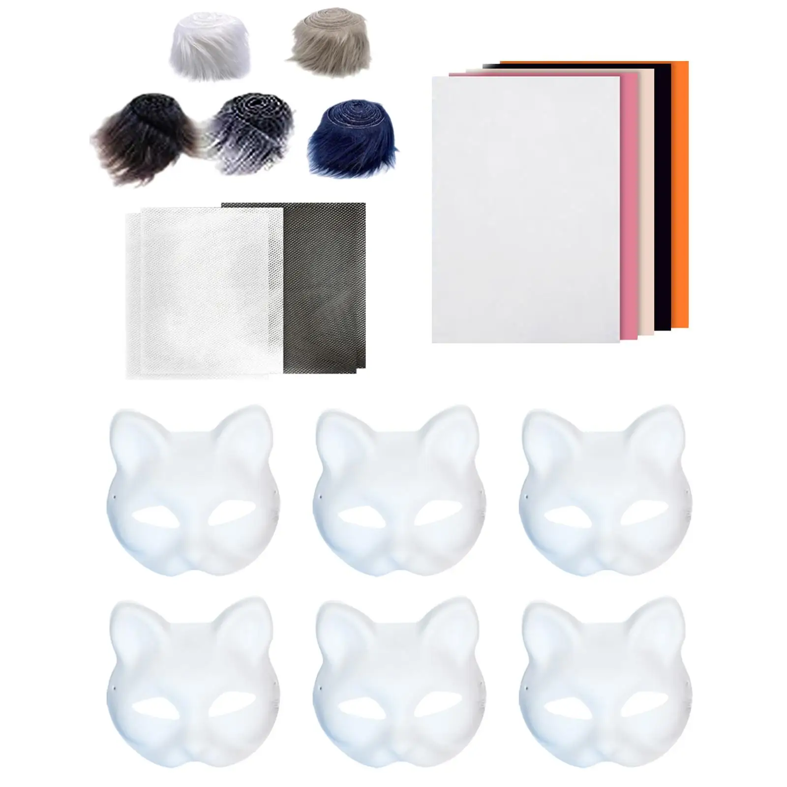 6 Pieces Cat Mask Kit Blank Cat Mask for Fancy Dress Party Holiday Carnival