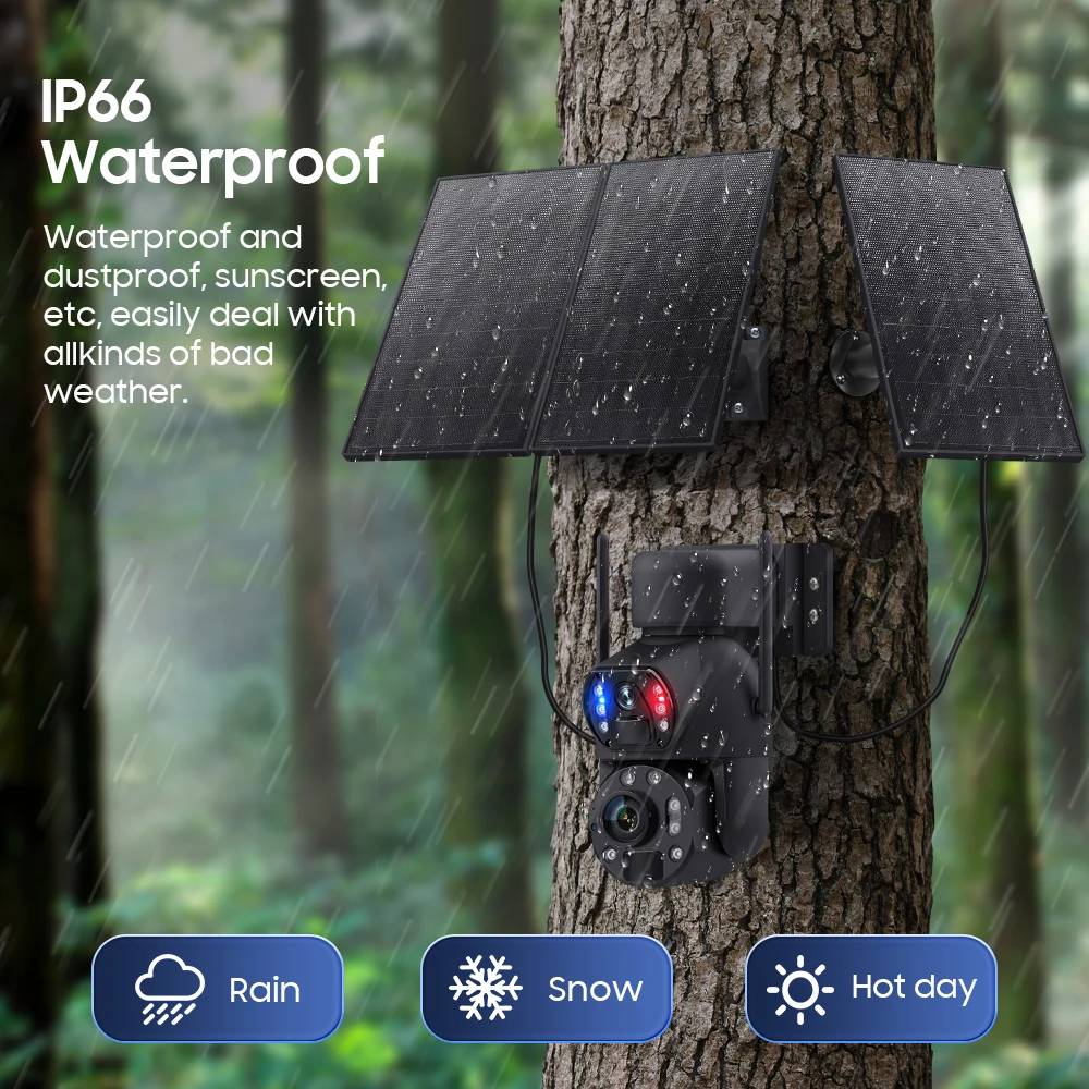 CONDA 6MP 4G WIFI Solar PTZ Camera 36X Zoom Dual Laser 30W IP66 Two-Way Audio Wide Angle CMOS Sensor Cloud Storage Outdoor CCTV