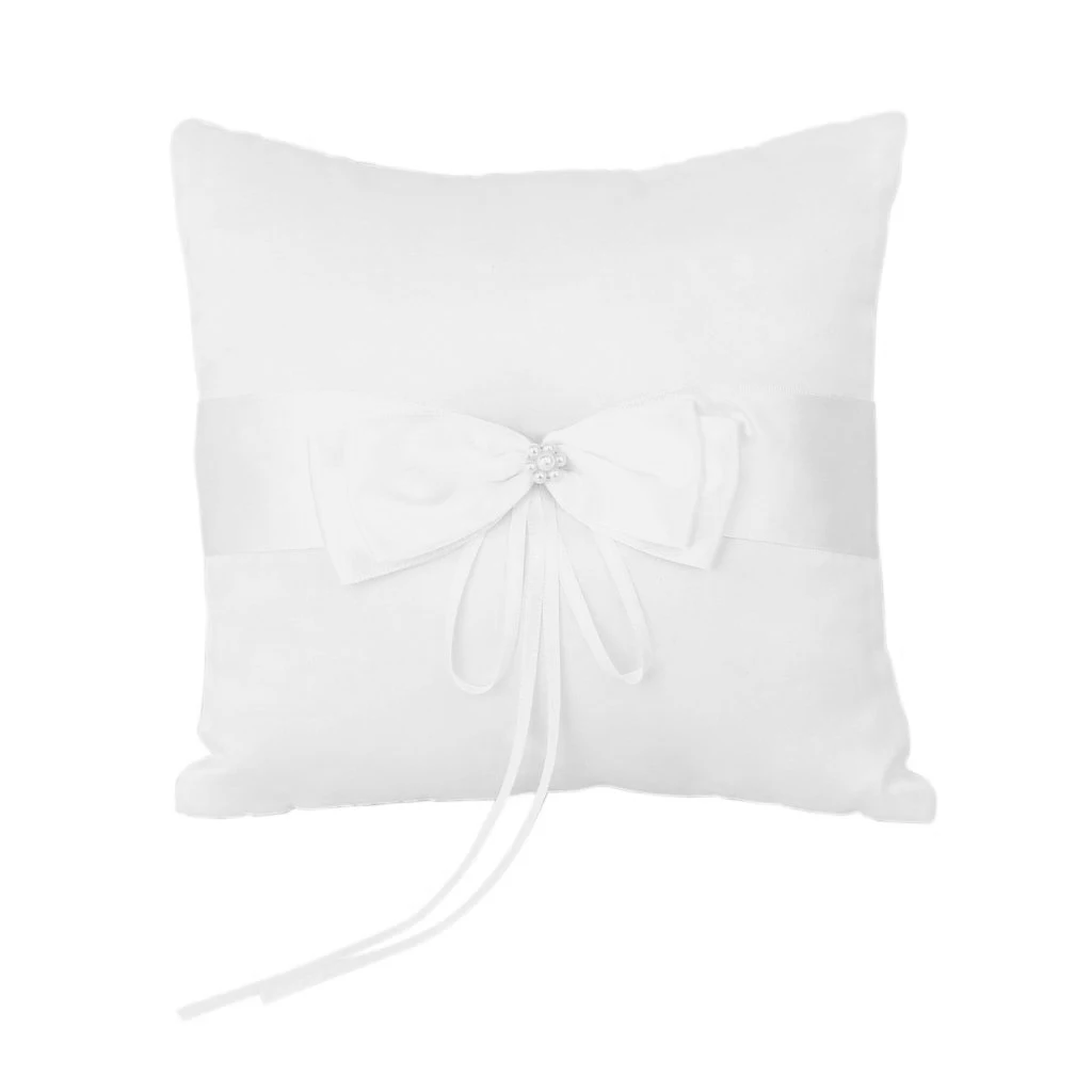 Ivory Faux Pearl Flower Wedding Party Pocket Ring Pillow Cushion 4inch x 4inch