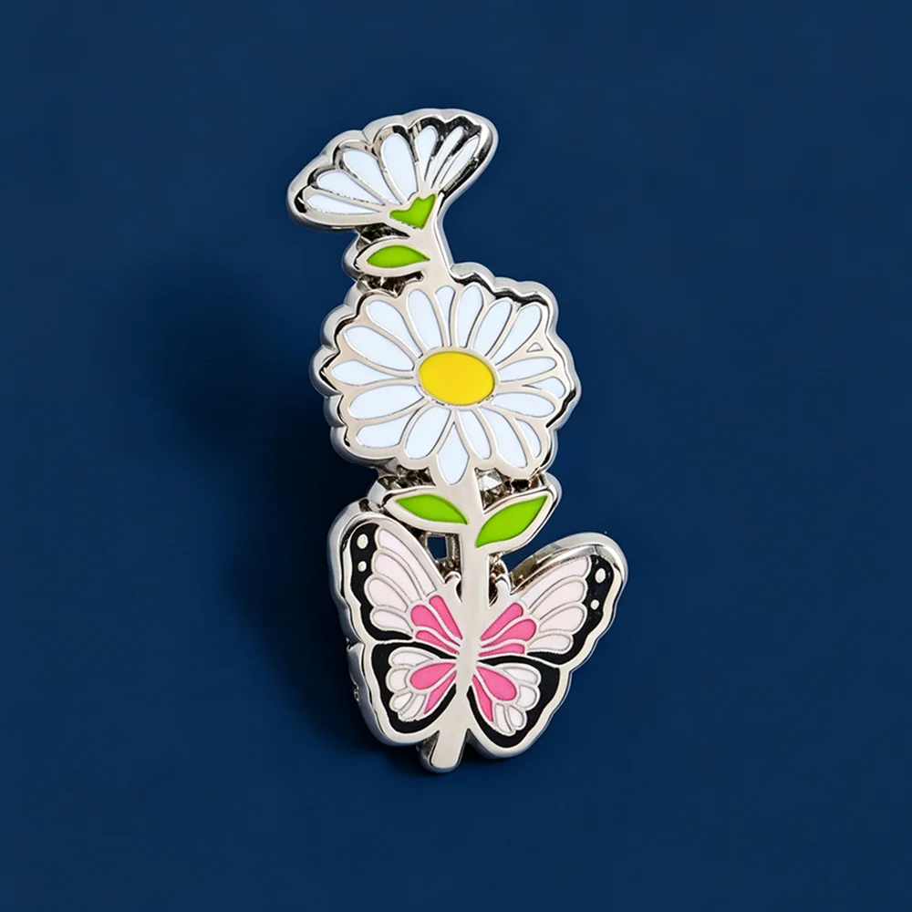 Fresh Daisy Butterfly Brooch Artistic Flower Butterfly Combination Badge Women'S Fashionable Sweet Accessories Friend Gift