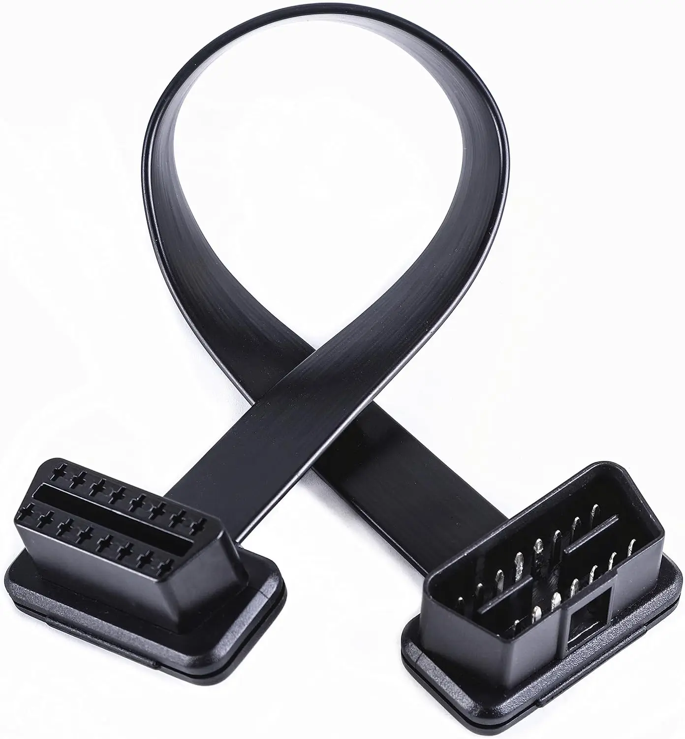 

Low OBD 2 OBD ii Male to Female Ribbon Extension Diagnostic Cable 16pins Connected Fully for Scan Tool Reader 1ft/30cm