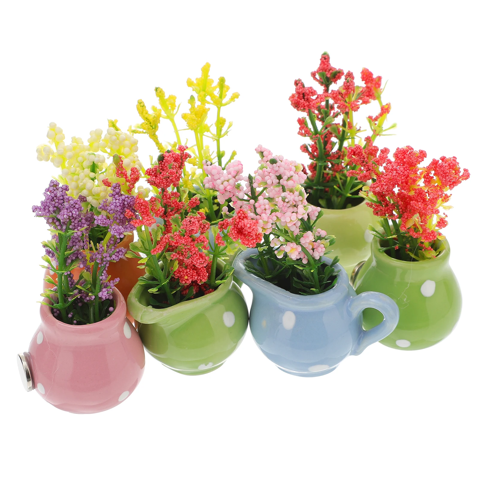 

7pcs Ceramic Flower Pot Magnets for Fridge Decor Tiny Plant Home Accessories Magnet Back Smooth Surface Gift Idea