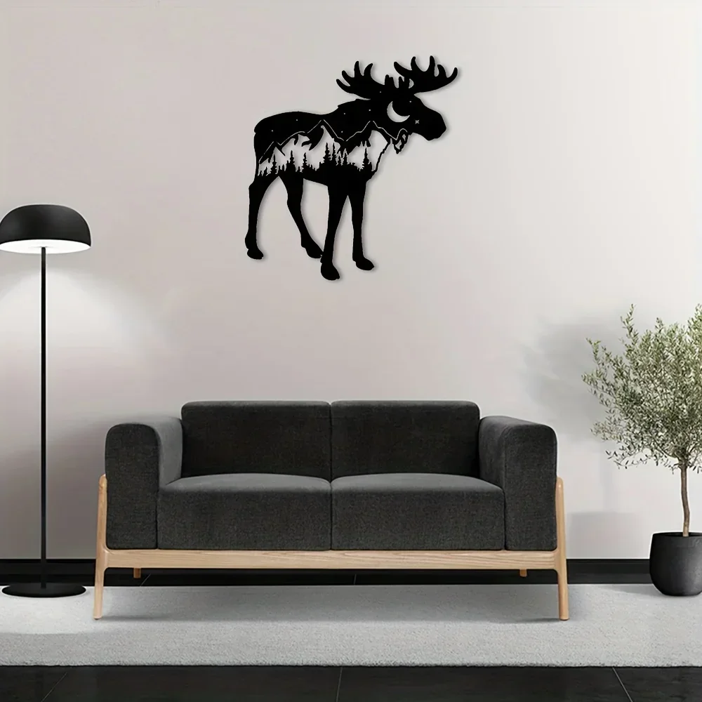 

Hello Young Mountain Moose Metal Wall Hanging Art Interior Decoration Home Office Wall Decor Metal Livingroom Background Restaur